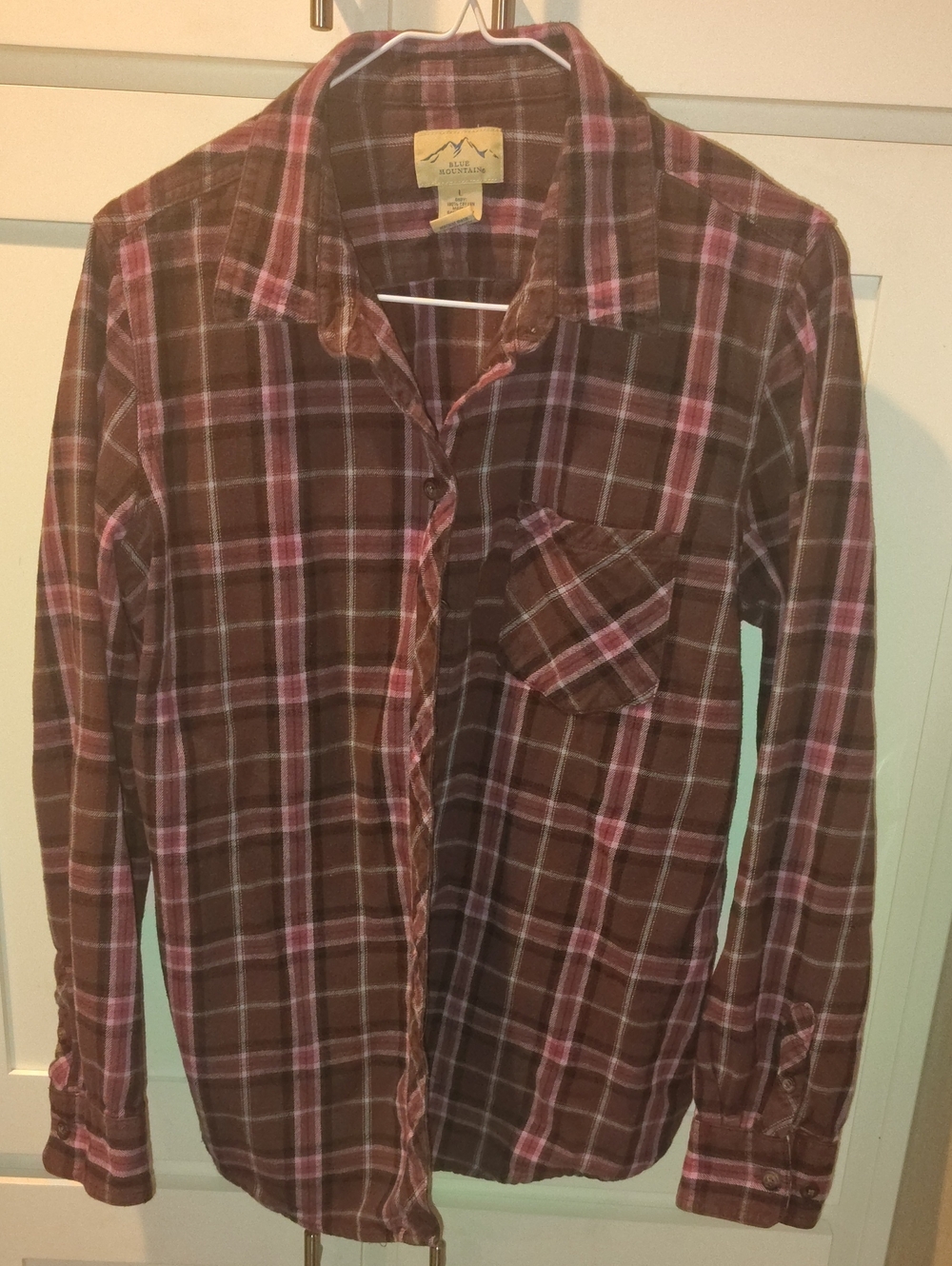 Men's Plaid Button-Down Shirt in Brown & Pink